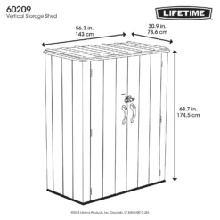 LIFETIME 1500L Vertical Storage Shed - Rough-Cut Brown -Garden & Outdoor Store 13997404 6944999835363736