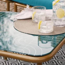 Omari Metal Garden Corner Sofa Set - Teal & Gold 13 Omari Metal Garden Corner Sofa Set - Teal & Gold -Garden & Outdoor Store 14005699 4965022704578830