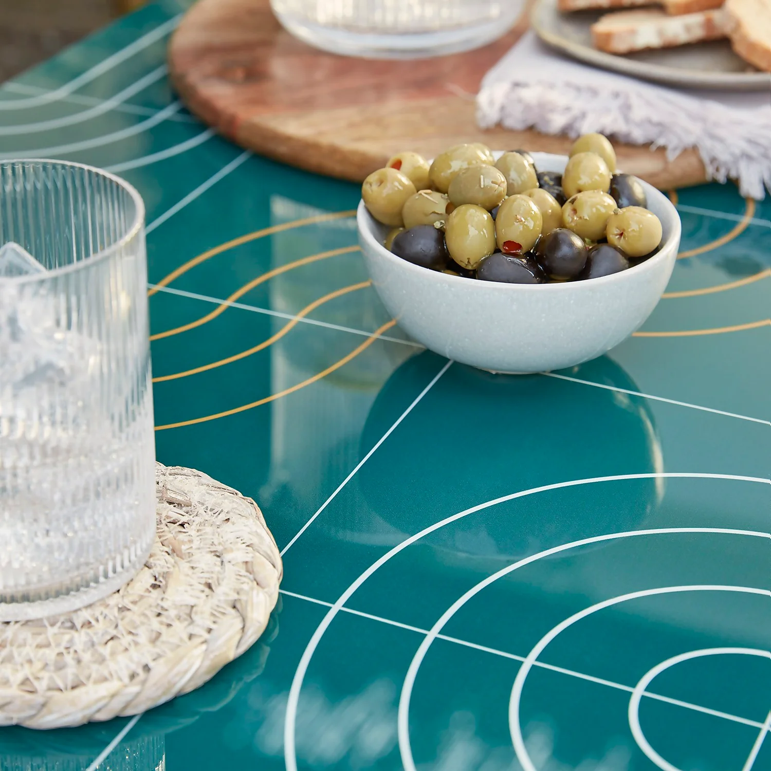 Omari Metal Garden Sofa Set - Teal & Gold 5 Omari Metal Garden Sofa Set - Teal & Gold - Image 5