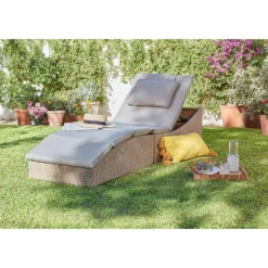 Natural Folding Rattan Sun Lounger -Garden & Outdoor Store 14005776 5095022649640844