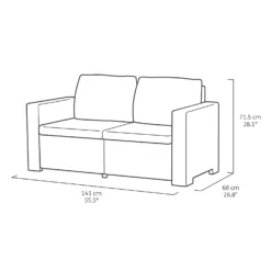 Keter California 5 Seater Outdoor Garden Furniture Lounge Set - Graphite With Grey Cushions -Garden & Outdoor Store 14539595 1255047218348096